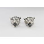 Jaguar Head cufflinks, in sterling silver with wing backs marked LCC, London.