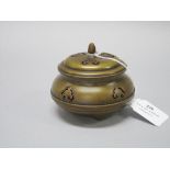 Chinese bronze censer Qing, studio mark, approx 9cm H x 10cm dia