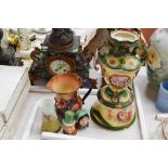 Selection of porcelain, European vase on stand, Beswick Dickens characters salt and peppers, vase, H