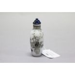 Rare white glass decorated with black flowers snuff bottle