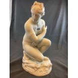 Belleek figurine CROUCHING VENUS figure Signed by Albert Elliott No. 89 in series.