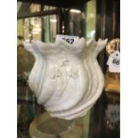 3rd. Period Belleek vase , black stamp decorated with roses.