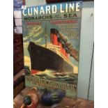 Coloured print of the CUNARD LINE Liverpool to New York.