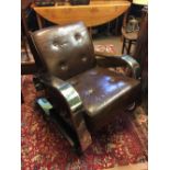 Retro chrome and leather easy chair.