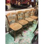 Four 1930's beech bentwood chairs.