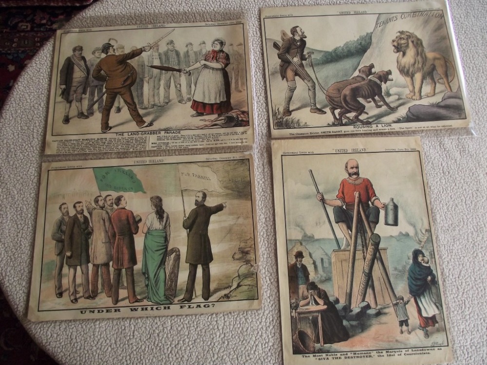 4 X 19th Century United Ireland Cartoon Supplements dated 1889 & 1890.