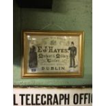 Framed black and white print E J HAYES MERCHANT AND TAILOR DUBLIN.