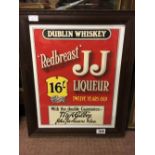 Framed Red Breast Dublin Whisky advertisement.