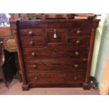 Victorian mahogany chest with four short graduated drawers over three long graduated drawers. (122