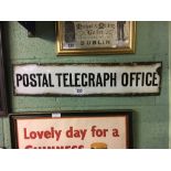 Original enamel POSTAL TELEGRAPH OFFICE sign.