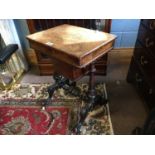 Victorian inlaid mahogany sewing table.