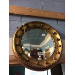 19th C. gilt convex mirror.