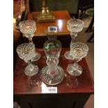 Miscellaneous lot of Tyrone crystal candleholders.