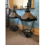 Pair of copper and metal lanterns