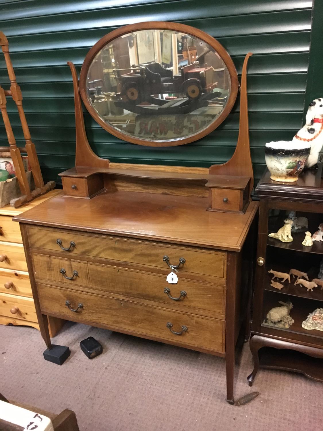 Edwardian inlaid mahogany dressing table.