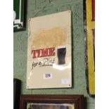 Tin plate TIME FOR A PINT Guinness advertising sign.