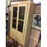 1950's painted kitchen cupboard with two sliding doors. (226 cm H x 121 cm W x 41 cm D)