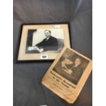 Signed black and white framed photograph of DE VALERA and TAOISEACH's BROADCAST TO THE NATION