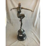 Art Deco style bronze dancer on marble base.