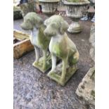 Pair of composition models of seated dogs.