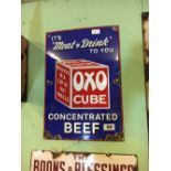 Enamel OXO CUBE advertising sign.