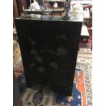 Victorian ebonised two door cabinet in the Oriental style.