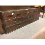 19th. C. mahogany bank of eight drawers with original brass handles possibly medical. (119 cm L X 37