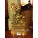 Exceptional quality gilded bronze mantle clock.