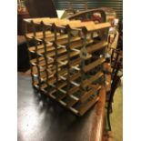 Metal and wood wine rack.