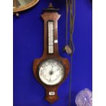 Edwardian rosewood banjo barometer.