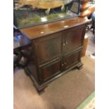 Edwardian mahogany side cabinet in the Chippendale manner.