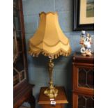 Gilded brass table lamp.