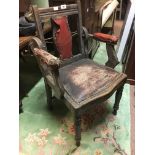 Edwardian mahogany barber's chair.