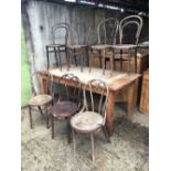 Six bentwood chairs.