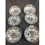 Set of six 19th. C. BOCHES FRERE - Napoleon Campaign plates.