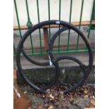 Cast iron wheel.