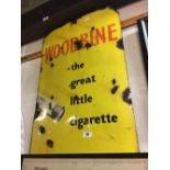 Original WOODBINE cigarette enamel advertisement.