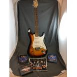 DEF LEPPARD collection. Electric guitar signed by Joe Elliott. Group picture signed by all band