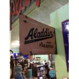 Original double sided ALADDIN Pink Paraffin advertising sign.