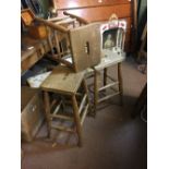 Set of three 1950's ash and beech stools.