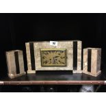 Art Deco marble garniture clock set.