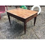 19th. C. elm kitchen table. (124 cm L x 86 cm W x 28 cm H).