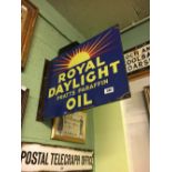 Royal Daylight Pratts Parafin oil double sided enamel sign.