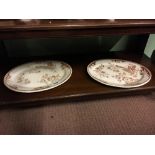 Pair of first period Belleek meat dishes brown stamp.