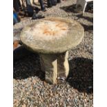 Sandstone circular garden table. ( 67 cm H x 58 cm W ).