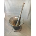 Early 19th. C cast iron mortar and pestle.