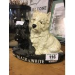 BLACK AND WHITE SCOTCH WHISKY Scottie dogs whiskey advertisement.