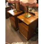 Pair of inlaid mahogany bedside cabinets.