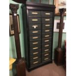 Edwardian haberdashery cabinet with twenty drawers. { 196cm H X 92cm W 37cm D }.