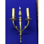 Set of four decorative silver plated wall ensconces electrified.